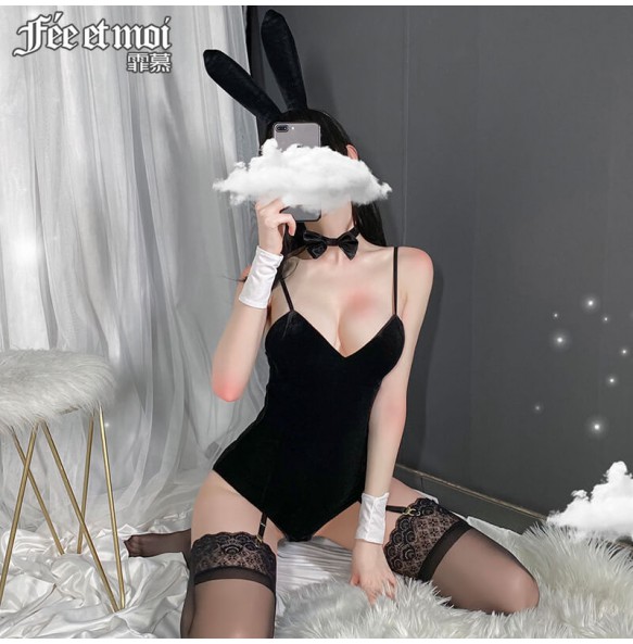 FEE ET MOI Sexy Bunny Girl Costume With Stocking (Black)
